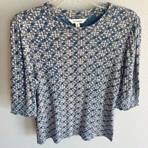 Lucky Brand Floral Print Top 3/4 length sleeve Women's Medium